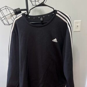adidas Black Crew Sweatshirt with White Logo Trim